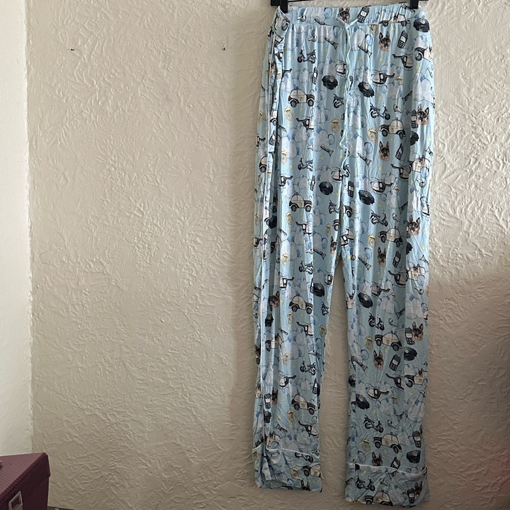 Posh Peanut Bamboo Pajama Pants 3XL Police Blue Badge Dog Helicopter Car Adult